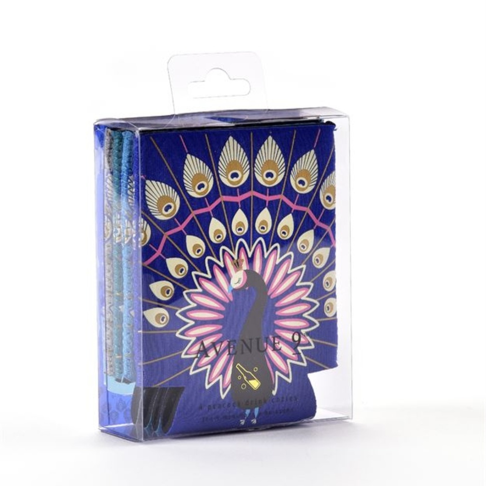 Peacock Drink, Can/Bottle Cooler Sleeves, Set of 4 - Picture 3 of 3